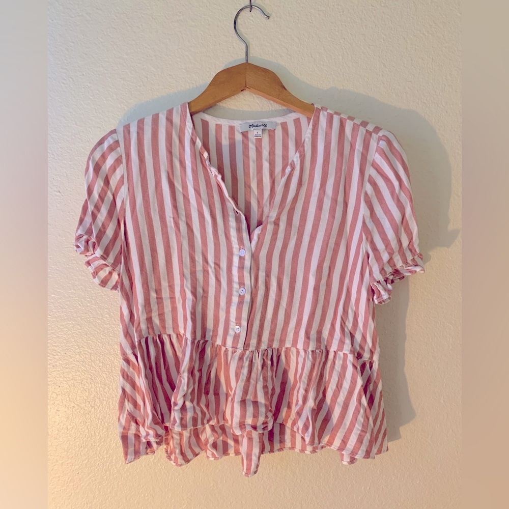 Madewell Striped peplum Blouse